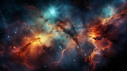 Fototapeta premium Nebula in closeup with whirling gas and dust clouds.