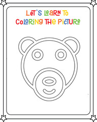 vector graphic illustration of bear for education children's coloring book