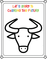 vector graphic illustration of buffalo for education children's coloring book