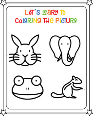 vector graphic illustration of set cute animal for education children's coloring book