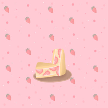 Strawberry sandwich bread, pink, and polka-dotted strawberry background