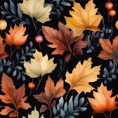 Herbst Muster, nahtlos, Nahtlosmuster, Hintergrund, Blätter, Laub, Pilze, Wald, zauberhaft