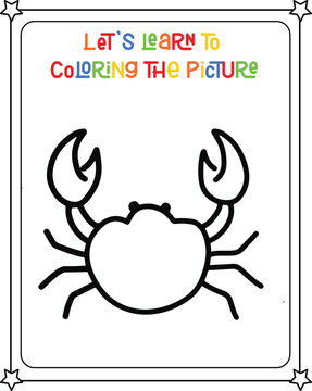 Crab black line icon design on white background. Crab vintage line art label illustration vector.