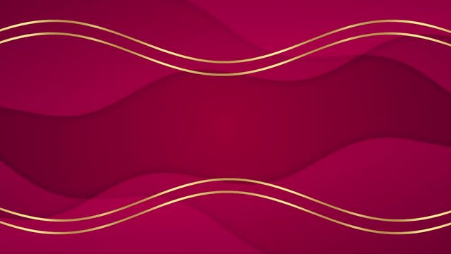 Dark Magenta red and golden abstract geometric motion techology background. Seamless looping background animation 
