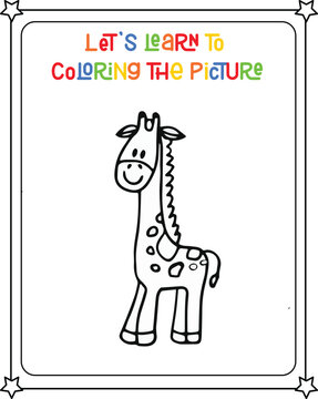 vector graphic illustration of  giraffe drawing for children's coloring book