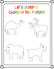 vector graphic illustration of flower drawing for children's coloring book