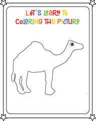 vector graphic illustration of camel drawing for children's coloring book