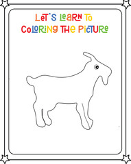 vector graphic illustration of goat drawing for children's coloring book