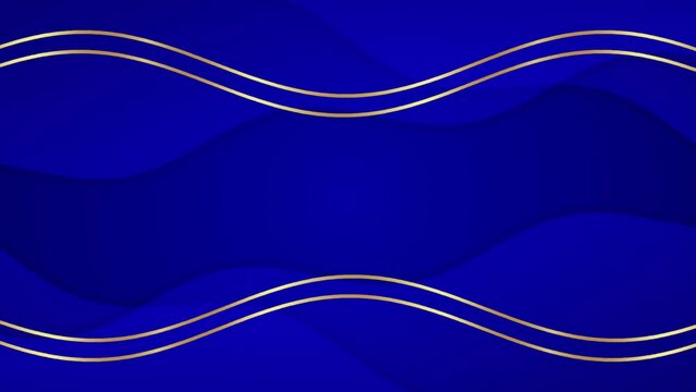 Dark Blue and golden abstract geometric motion techology background. Seamless looping background animation 