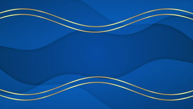 Dark Royal blue and golden abstract geometric motion techology background. Seamless looping background animation 