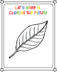 vector graphic illustration of leaf drawing for children's coloring book
