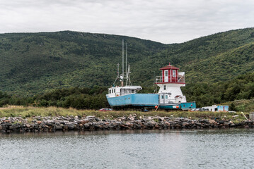 Pleasant Bay Marina fishing village boat tour whale watching Cape Breton Island Cabot Trail Nova Scotia Highlands Canada