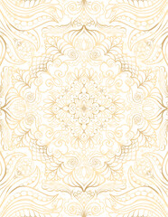 Golden mandala on transparent background png, meditative art template