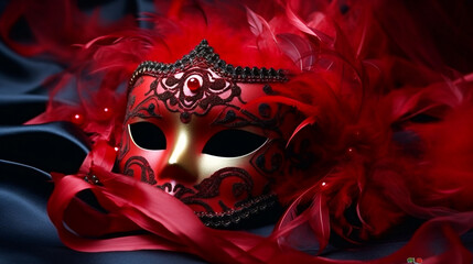 Mask On Black  Background. Venetian Mask. AI Generated
