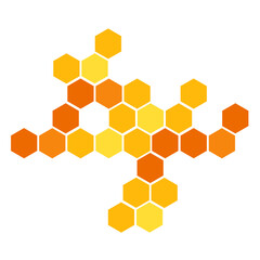 Bright hexagonal hive honeycomb  geometric flat style illustration