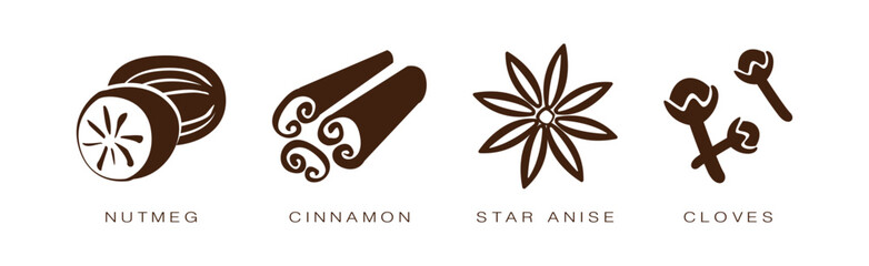 Spice and Herbs for Culinary and Cooking Vector Set