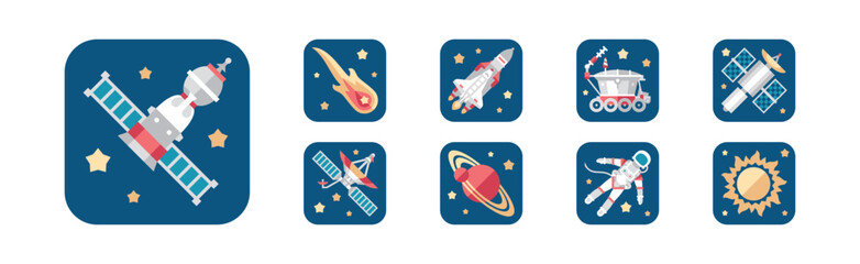 Space and Galaxy Icon as Universe Discovery Vector Set © topvectors