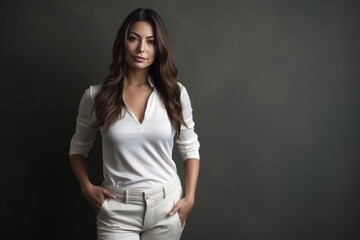 Fototapeta premium Fictional Character Created By Generated AI.Stunning woman in white clothing