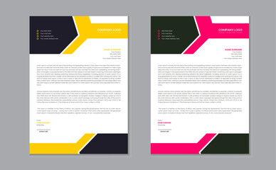 Clean and professional Business style letterhead template With Yellow and Pink Color variation.