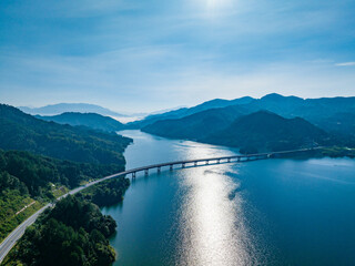 Aerial photography of water roads and bridges