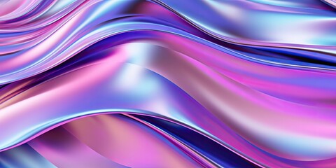 Abstract metallic holographic fluid wavy background for futuristic background