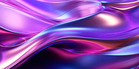 Naklejka premium Abstract metallic holographic fluid wavy background for futuristic background