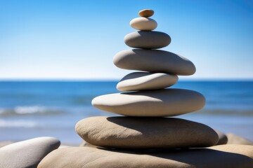 Fototapeta na wymiar stack of stones on beach