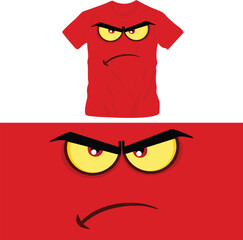 cartoon emoticons with cute happy sad angry expression shirt design editable template
