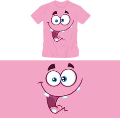 cartoon emoticons with cute happy sad angry expression shirt design editable template