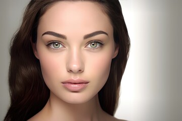 Fototapeta premium Fictional Character Created By Generated AI.Stunning Woman with Perfect Skin and Green Eyes