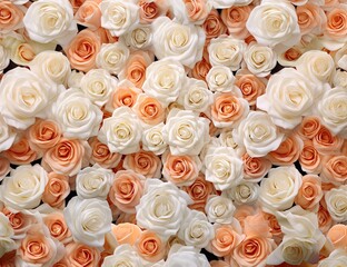 Peach and white roses background
