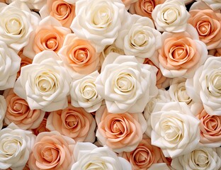 Peach and white roses background