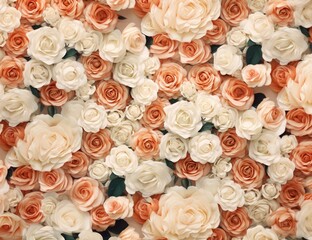 Peach and white roses background