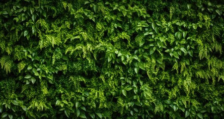 Obraz premium Fresh green plant leaves on wall for photo backdrop.