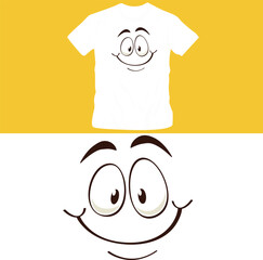 Cartoon face. funny face expressions, caricature emotions. cute character with different expressive eyes and mouth shirt design editable template