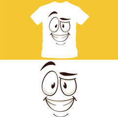 Cartoon face. funny face expressions, caricature emotions. cute character with different expressive eyes and mouth shirt design editable template