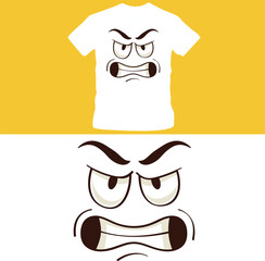 Cartoon face. funny face expressions, caricature emotions. cute character with different expressive eyes and mouth shirt design editable template