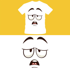 Cartoon face. funny face expressions, caricature emotions. cute character with different expressive eyes and mouth shirt design editable template
