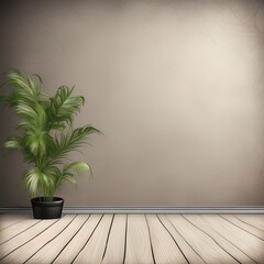 3 d render of empty room with plants and wood floor background.3 d render of empty room with plants and wood floor background.empty modern style interior design. 3 d rendering