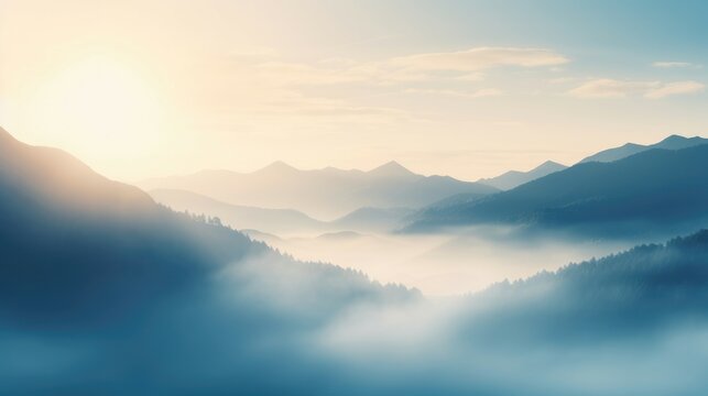 Blur Natural fog and mountains sunlight background. © Manyapha