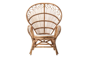 Rattan chair isolated on transparent background. Generative Ai