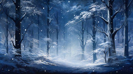 Enchanted Winter Wonderland, Moonlit Forest Glows in Silve