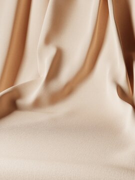 3d rendering of beige fabric background for product advertisement. 3d illustration.
