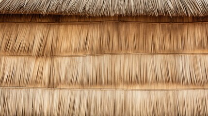 Close up of thatch roof or wall background. Tropical roofing on beach.