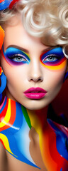 Fototapeta premium Fashionista Portrait with Glamorous Makeup. Girl with Bold Makeup