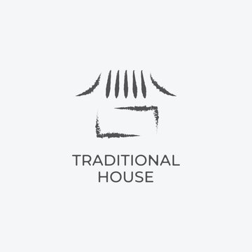 Traditional house icon logo simple design, house image minimalist illustration design.