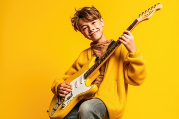 Little Boy Rocks Out on Electric Guitar