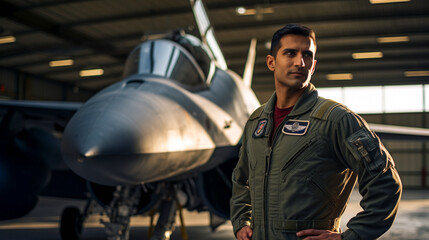 Heroic Pilot by the Fighter Jet