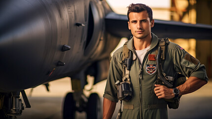 Heroic Pilot by the Fighter Jet
