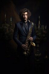 Naklejka premium Fictional Character Created By Generated AI.The Musician